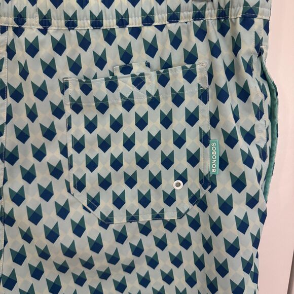 Mens Bonobos Riviera Recycled Swim Trunks Size M 7 inch inseam Blue Chevron EUC - Picture 3 of 4